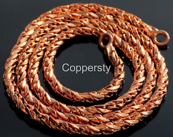Pure Copper Chunky Chain Bracelet, Antique Finish, 3mm