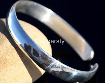 Brazalete ancho de plata de ley 925 hecho a mano: pulsera ajustable