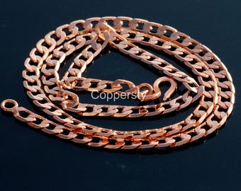 Pure Copper Chunky Chain Bracelet, Antique Finish, 7 mm