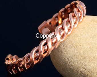 Handmade Twisted Copper Bangle | Adjustable Unisex Bracelet