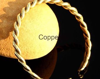 African Raw Brass Bangle, Adjustable Cuff Bracelet