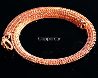 Pure Copper Chunky Chain Bracelet, Antique Finish, 7 mm