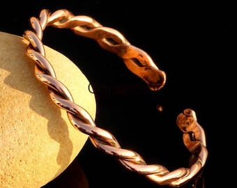 Handmade Pure Copper Tensor Bracelet, Adjustable Spiral Bangle