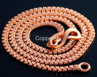 Pure Copper Chunky Chain Bracelet, Antique Finish, 4 mm