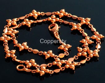 Solid Copper Ball Chain Necklace, Antique Finish, 3mm Chunky Jewelry