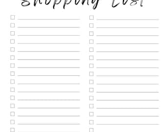 Simple Grocery List Printable • Minimalist Black & White Shopping Tracker • Editable Grocery Checklist PDF • Instant Download