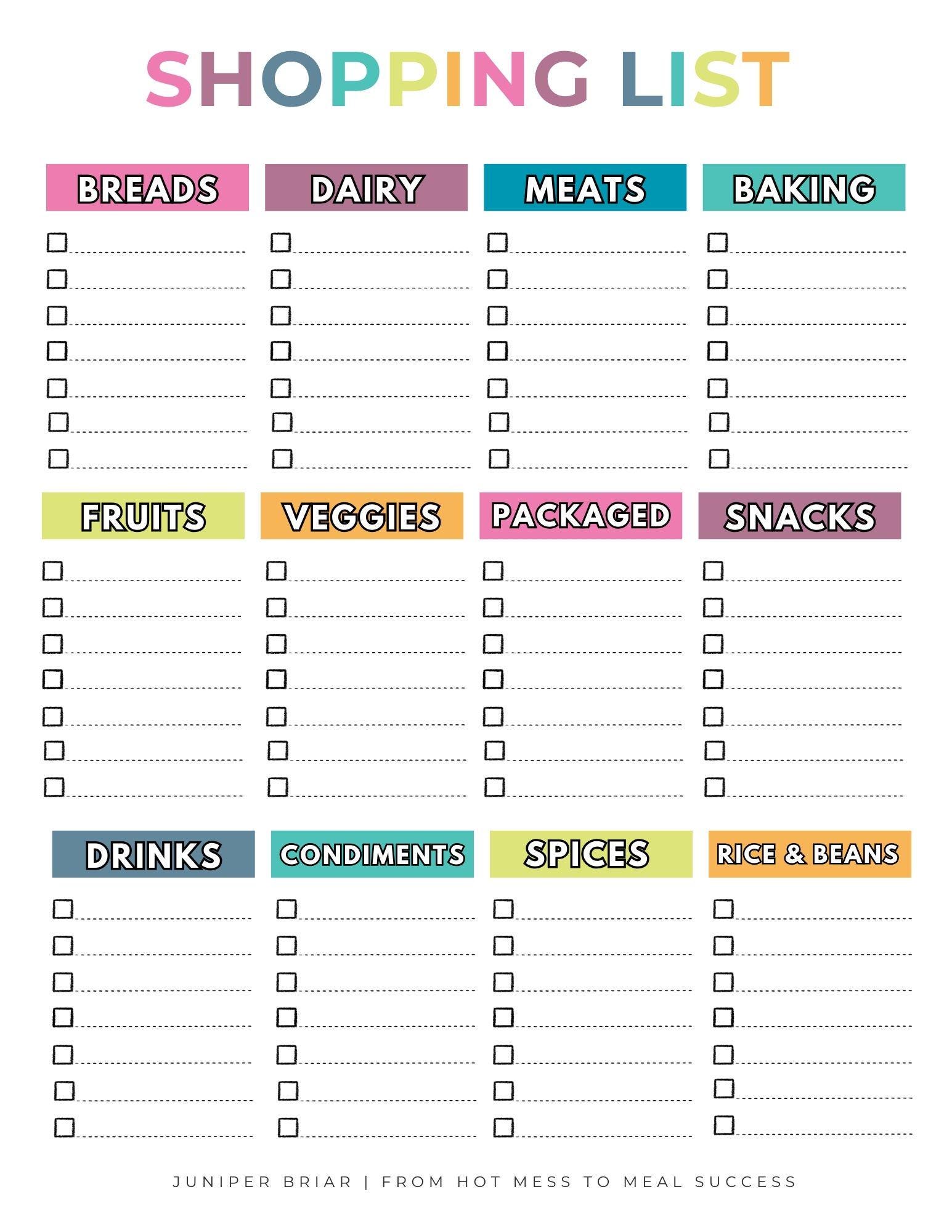 Weekly Meal Planner Printable | Meal Plan PDF, Grocery List & Recipe ...