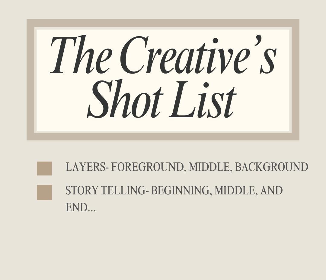 The Creative’s Shot List – 15+ Creative Shots for Endless Variety - Etsy