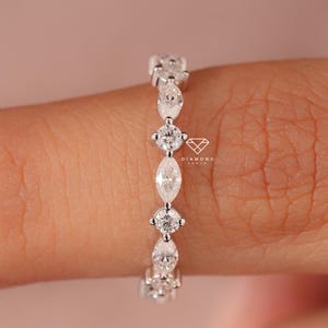 Alternating Marquise and Round Lab grown Diamond Wedding Band