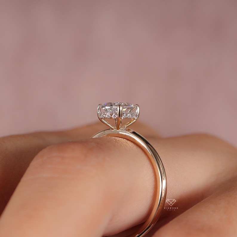 Lab Grown Diamond Ring, Hidden Halo Ring