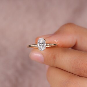 Hidden Halo Diamond Ring, Oval Brilliant Cut Diamond Engagement Ring