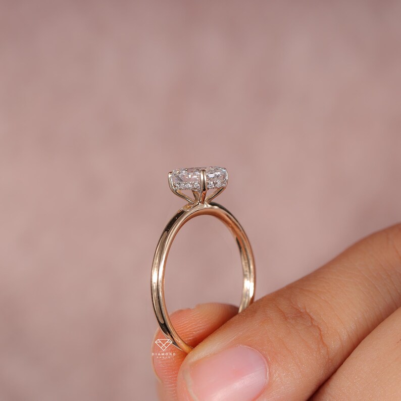 IGI Certified Real Oval Cut Lab Grown Diamond Hidden Halo Engagement Ring