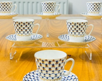 Lomonosov Cobalt Net Tea Trio: Vintage USSR Imperial Porcelain - Etsy