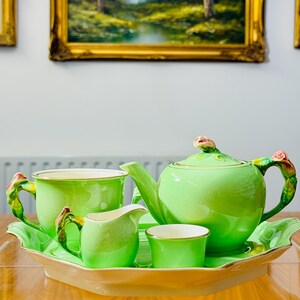 Royal Winton Rosebud Grönt Teset – Art Deco Te För En, 6-delars