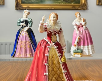 Royal Doulton drottningfigur - Begränsad upplaga benporslin, "Drottningar av riket"