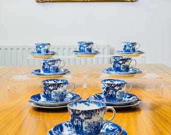 Royal Crown Derby Blue Mikado Tea Cup Trio – 1925-1940 Bone China