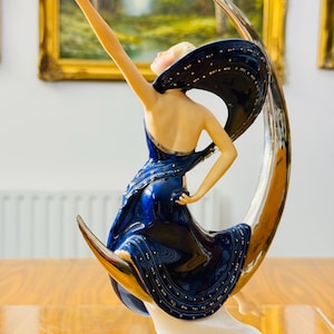 Franklin Mint Art Deco Gold Platinum Porcelain Figurines – Moonlight, Starlight, Daybreak & Sunrise – Sold Individually bild 5
