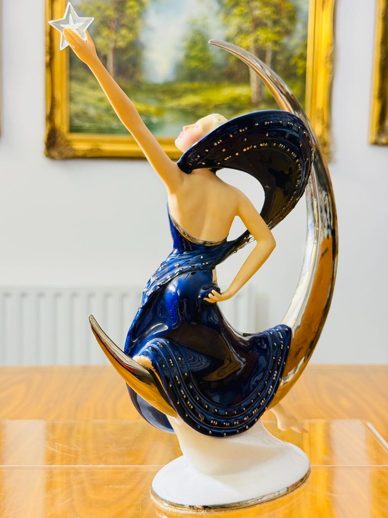 Franklin Mint Art Deco Gold Platinum Porcelain Figurines – Moonlight, Starlight, Daybreak & Sunrise – Sold Individually bild 5