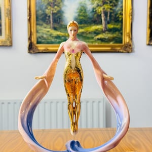 Franklin Mint Art Deco Gold Platinum Porcelain Figurines – Moonlight, Starlight, Daybreak & Sunrise – Sold Individually Daybreak in Gold