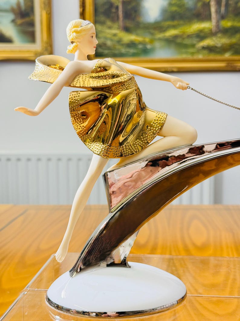 Franklin Mint Art Deco Gold Platinum Porcelain Figurines – Moonlight, Starlight, Daybreak & Sunrise – Sold Individually bild 9