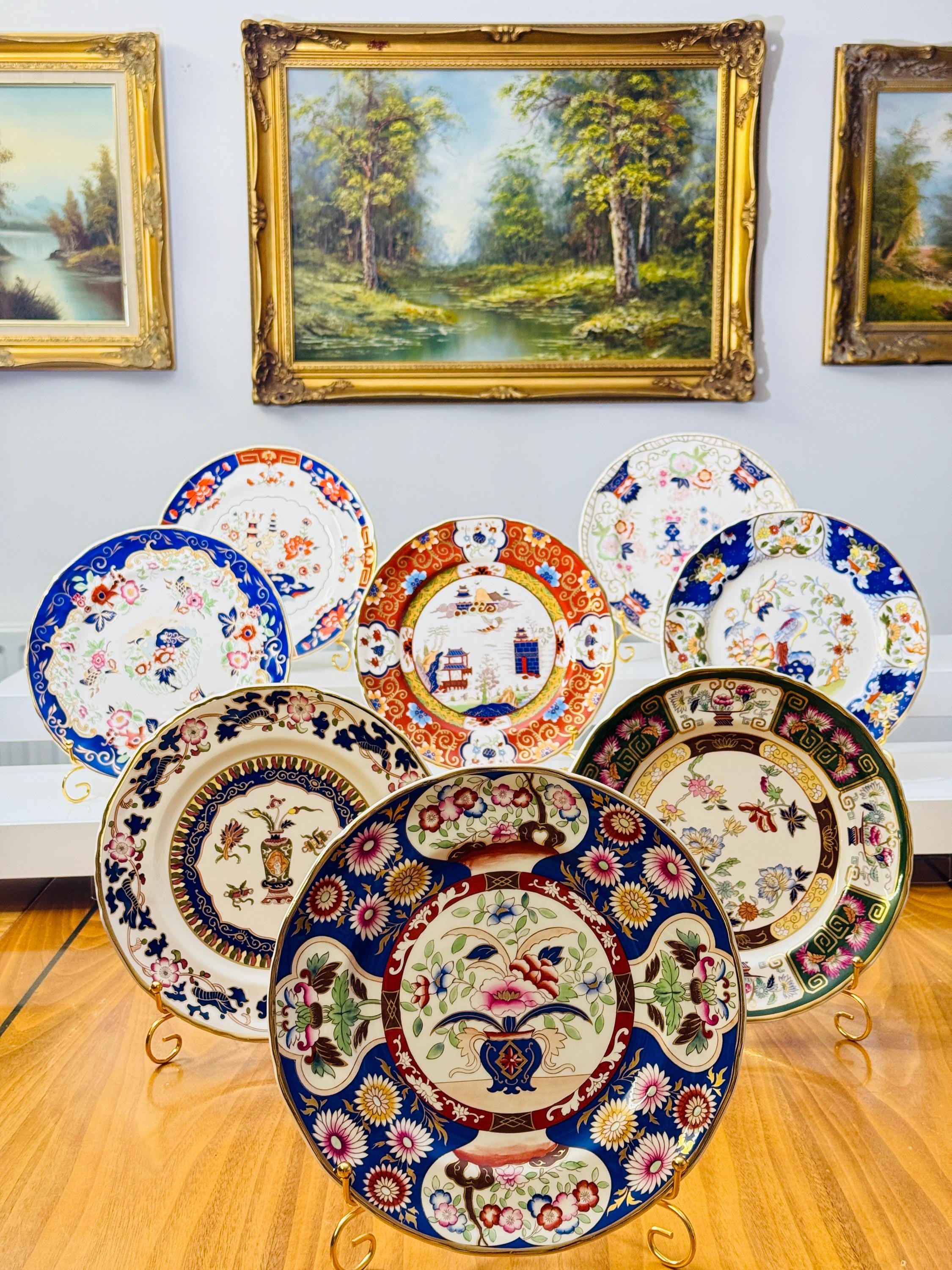 英国Mason's Manchu アイアンストーン皿 直径25cm 5枚セット 英国