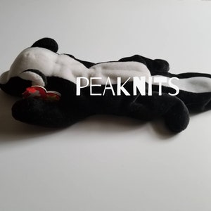 Stinky, Skunk Ty Beanie Baby, 1995 Vintage, Black and White image 1