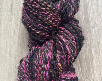 Handspun Yarn - &quot;Diva&quot;, DK Weight, 173.33 yards, Hand Dyed Merino Sheep Wool, Silk and Huacaya  Alpaca with Sparkle, 3 Ply, 5.5 ounces