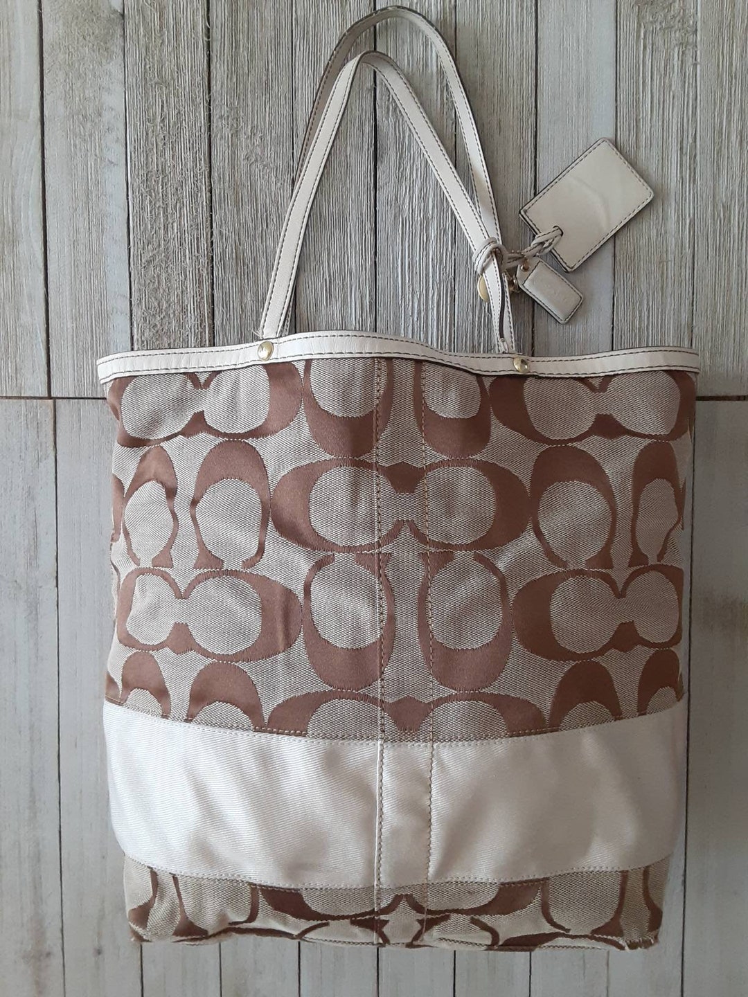 Vintage Coach Tote Bag With Handles, Tag, Information Holder