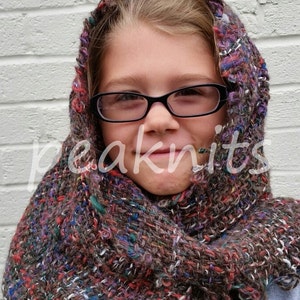Shawl - Handwoven, Handspun and Hand Dyed Cowl - Blended Pygora, Bamboo, Cotton and a Hint of Sparkle - Continuous Weave - Lightweight OOAK