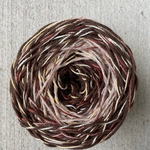 Handspun Yarn - "Chocolate Cherry", DK Weight, 220 yards, Hand Dyed Cotton, Merino and Icelandic Sheep Wool, 2 Ply, 4.8 ounces