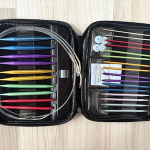 Interchangeable Knitting Needle Set - Metal, Includes 13 Sizes + Notions + Zip Case, Circular Knitting Gift for Knitter