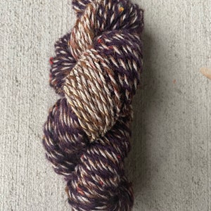 Handspun Yarn, "Musings” - DK Weight, 98.67 yards, Hand Dyed Cotton, Sheep Wool, and Huacaya Alpaca, 3 Ply, 2.8 oz