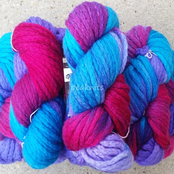 Araucania Yarn ~ Maipo ~ 65 yards (60 meters) 3.52oz/100g Pink, Turquoise and Purple Bulky Virgin Wool  -Handpainted in Chile, Spun in Italy