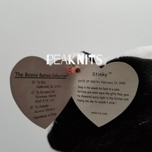 Stinky, Skunk Ty Beanie Baby, 1995 Vintage, Black and White image 4