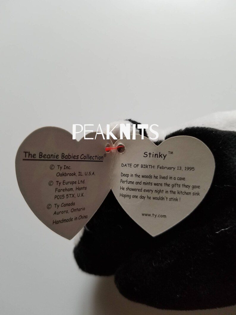 Stinky, Skunk Ty Beanie Baby, 1995 Vintage, Black and White image 4