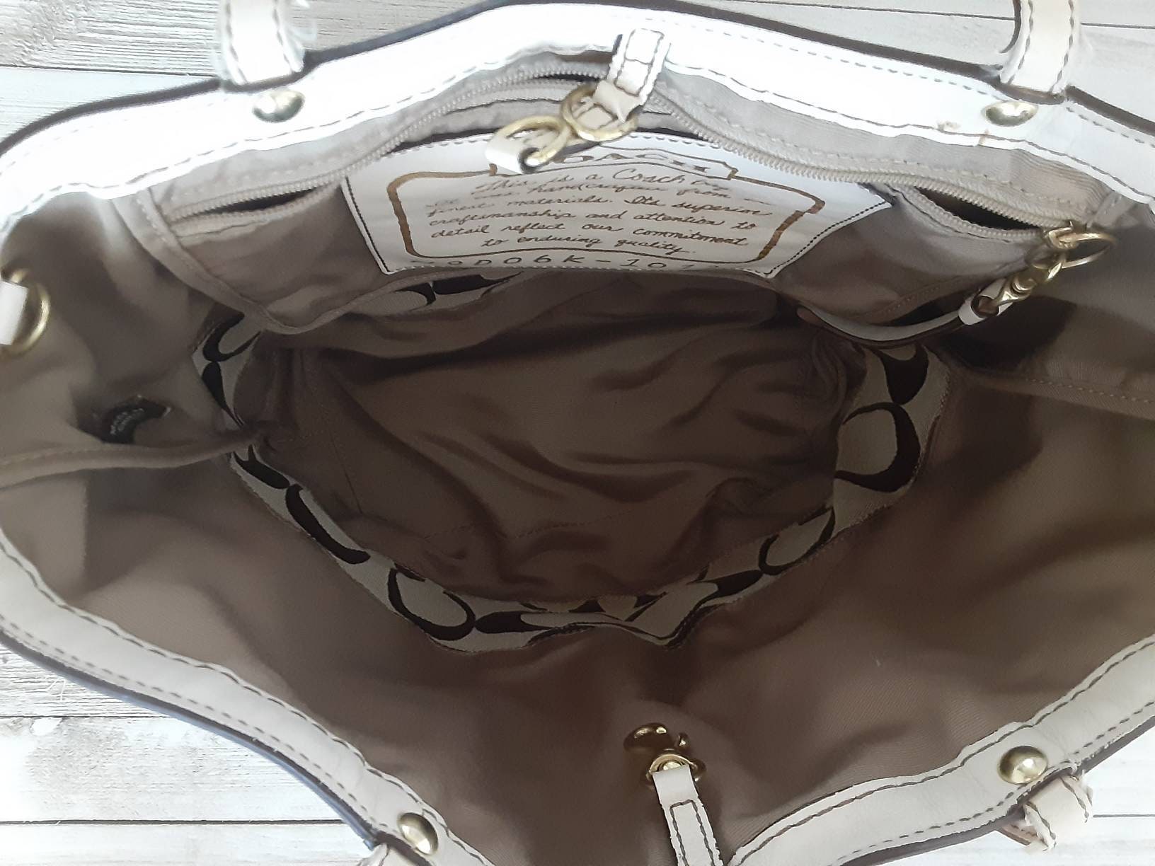 Vintage Coach Tote Bag With Handles, Tag, Information Holder