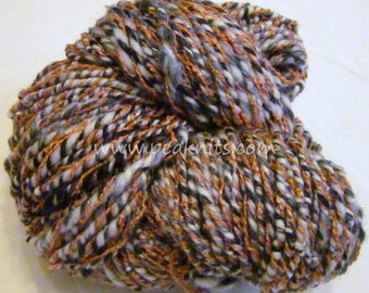 Handspun Yarn ~ "Rockabilly" ~ 133 yards (399 feet) Pink, White and Black Multi Strand 3 Ply Wool and Cotton, 3.8 ounces, ooak