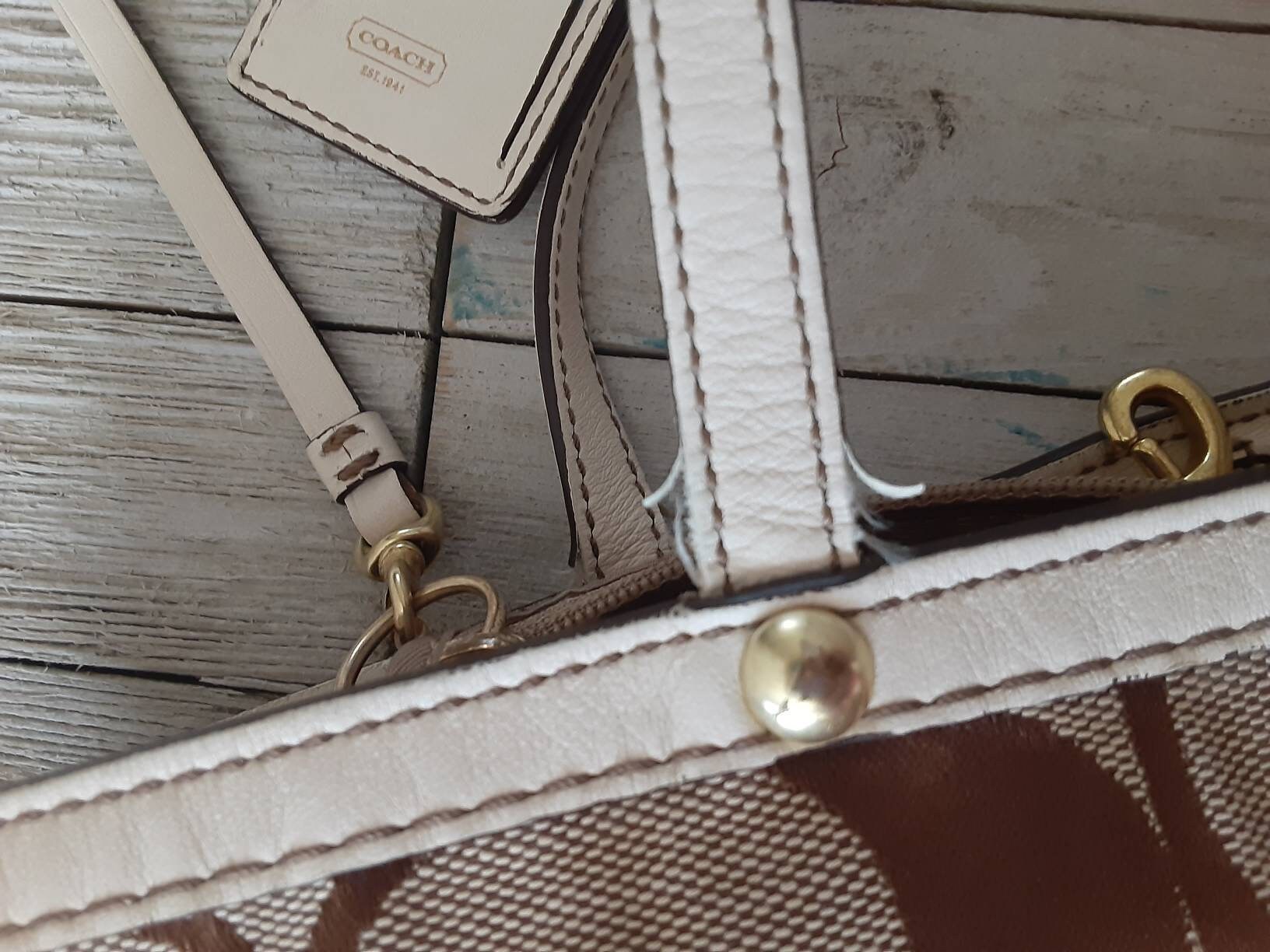 Vintage Coach Tote Bag With Handles, Tag, Information Holder