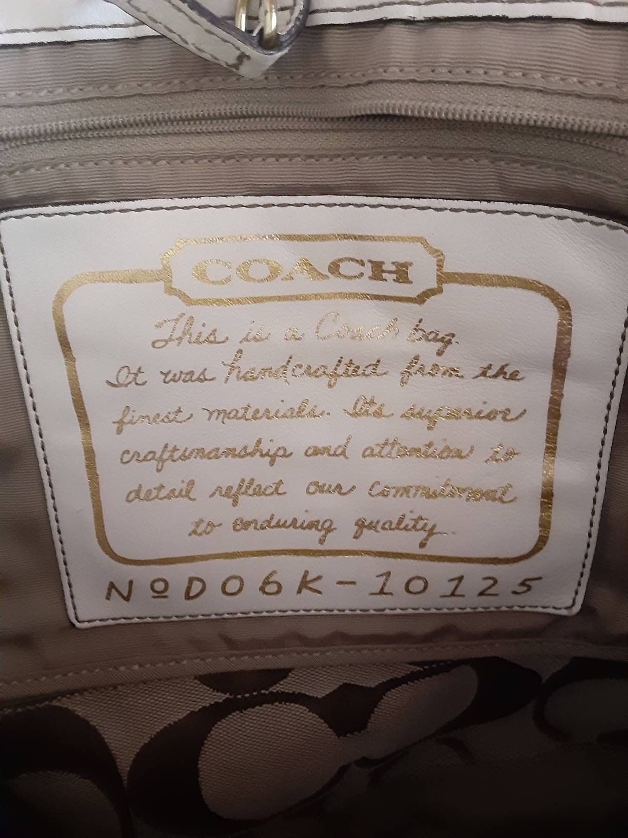 Vintage Coach Tote Bag With Handles, Tag, Information Holder