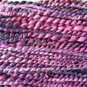 Yarn Handspun, Punk, 8 wpi, 142 yards, Pink, Black, White and Gray 2 Ply Hand Dyed Merino Wool and Nylon, 8 ounces, Bulky, One of a Kind image 4