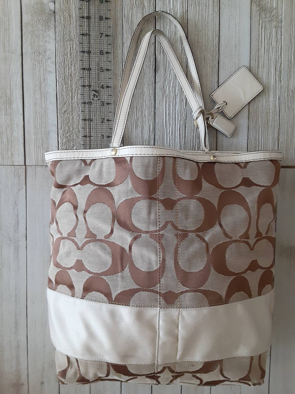 Vintage Coach Tote Bag With Handles, Tag, Information Holder Vintage Coach Tote Bag With Handles, Tag, Information Holder