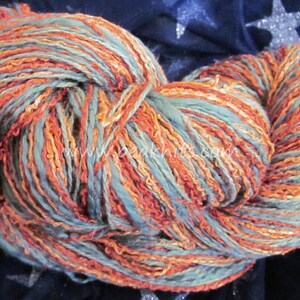 Yarn 100 yards 300 feet Caribbean Sunrise Orange, Turquoise, and Blue Multi Strand Cotton Yarn image 2