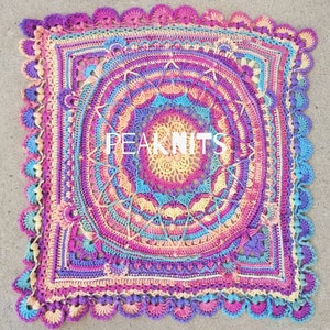 Mandala Baby Blanket - Hand Crocheted - Bold Rainbow, Acrylic, Machine Wash and Dry, One of a Kind, Pink, Yellow, Teal, Purple, Orange