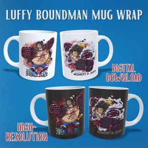 Luffy Gear 4 Boundman Mug Wrap | 11oz Sublimation PNG | Anime Mug Design | Digital Download | One Piece Inspired Design