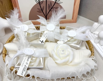 Lembrancinha personalizada de vela de rosa, caixa elegante com fita, lembrancinhas de casamento luxuosas para convidados, vela de flor personalizada, lembrancinha fofa para madrinhas
