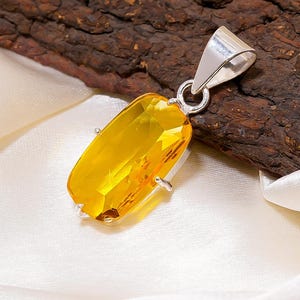 Yellow Citrine Pendant Dainty Minimalist Pendant Handmade Pendant Prong Setting Citrine Jewelry Birthday Gift Pendant Gift for Her