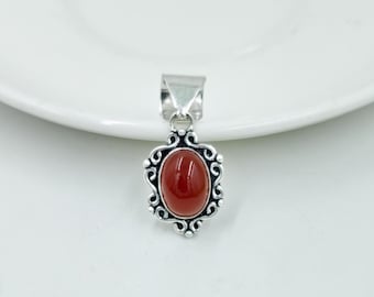 Pendentif ovale en métal en jaspe rouge, véritable pierre précieuse naturelle