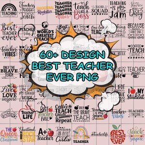 60+ Bester Lehrer aller Zeiten Png, Zurück in der Schule Lehrer Design, Lehrer-Shirt-Design, Schulanfang, erster Schultag Sublimation, Schulanfang