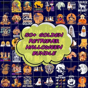 50+ Golden Retriever Halloween Png Bundle, Cute Dog Halloween Costume Png, Spooky Puppy Clipart, Funny Pet Digital Download