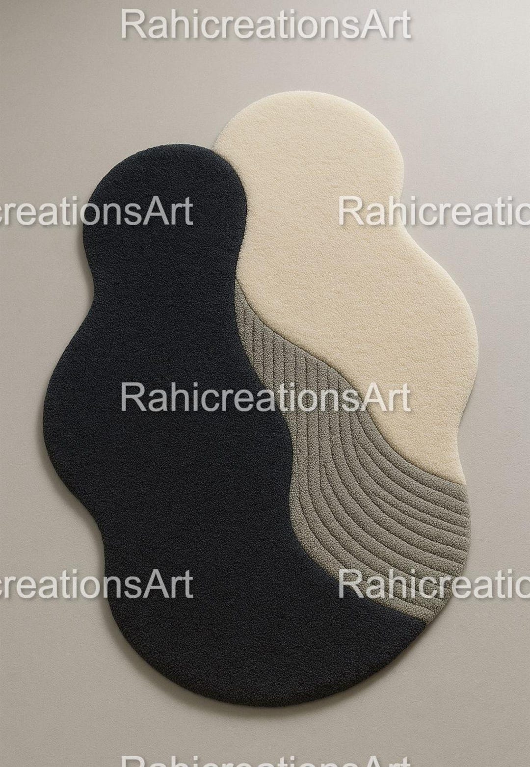 Hand Tufted Irregular Shape Rug Modern Abstract Wool Area Rugs, for ...